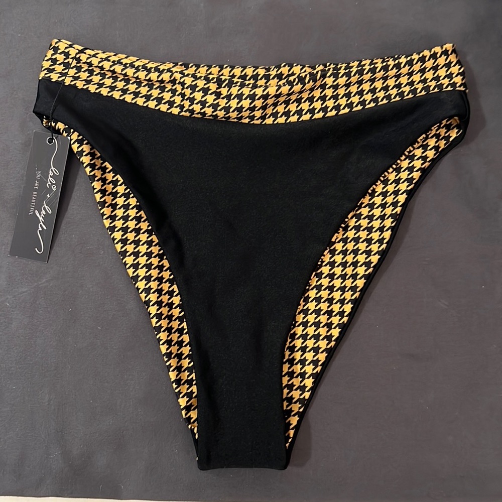REVERSIBLE high waisted Brigitte bottoms- black and yellow